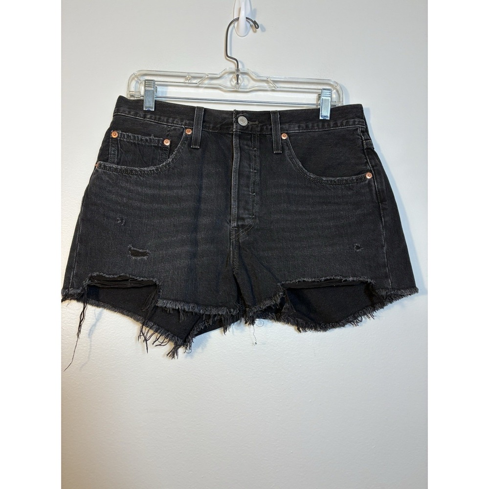 Levi 501 Women's Shorts Sz 30 Black Button Fly Cutoff Cotton